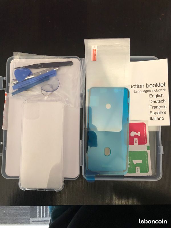 Ecran neuf iphone 11 pro max (6.5) kit complet avec joint d'étanchéité, coque transparente avec bumper, verre trempée et outils (image 4)