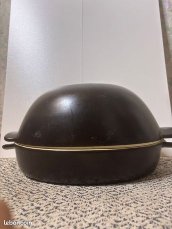 Ancienne Cocotte En Fonte émaillée Beige Avec Couvercle – Idéale Pour Gaz Et Tous Feux