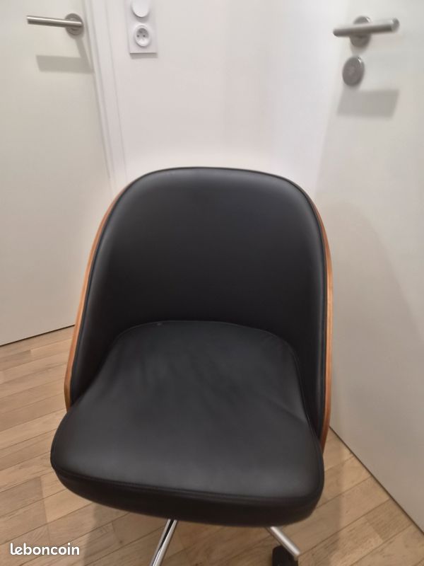 Chaise de bureau - Simili cuir - Noir - Hauteur ajustable (image 4)