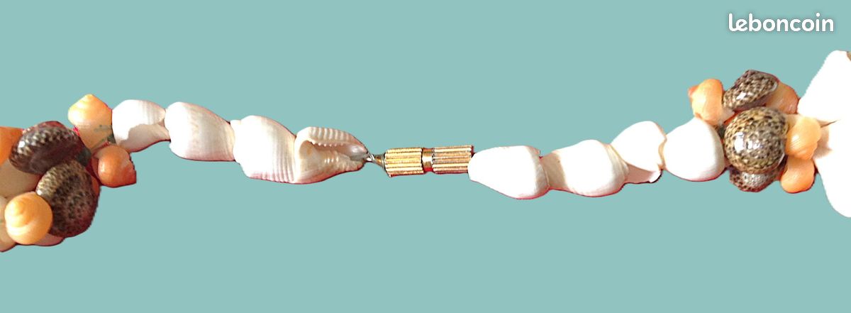 Collier Sautoir En Coquillages Naturels De Tahiti - Bijou Ethnique Occasion