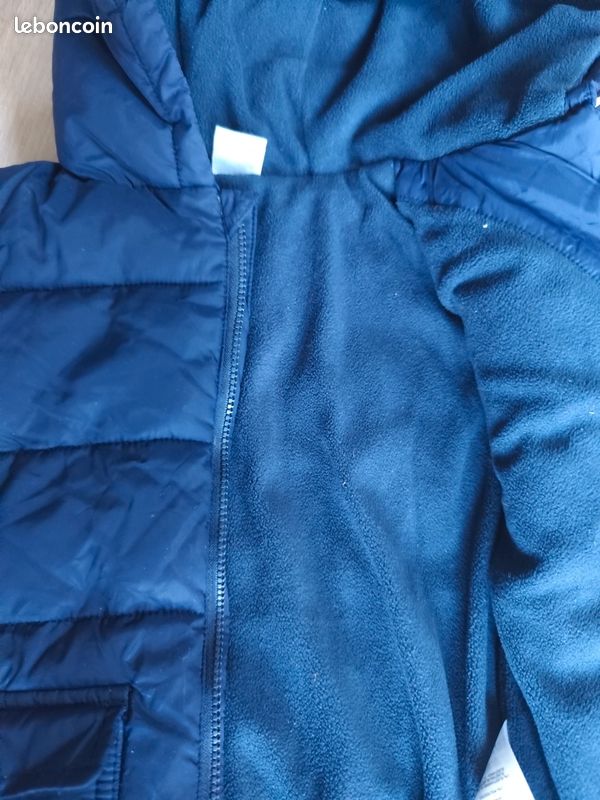 Blouson Doudoune Pour Garçon PETIT BATEAU - Taille 18 Mois - Bleu, Fermeture Éclair - Occasion Très Bon État
