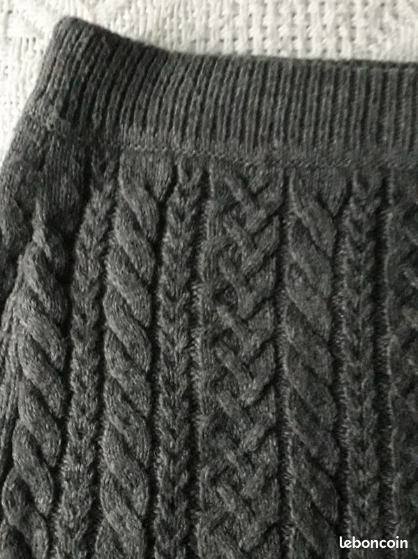 Jupe Courte Camaïeu - Taille 40 - Gris - Acrylique - Occasion Très Bon État