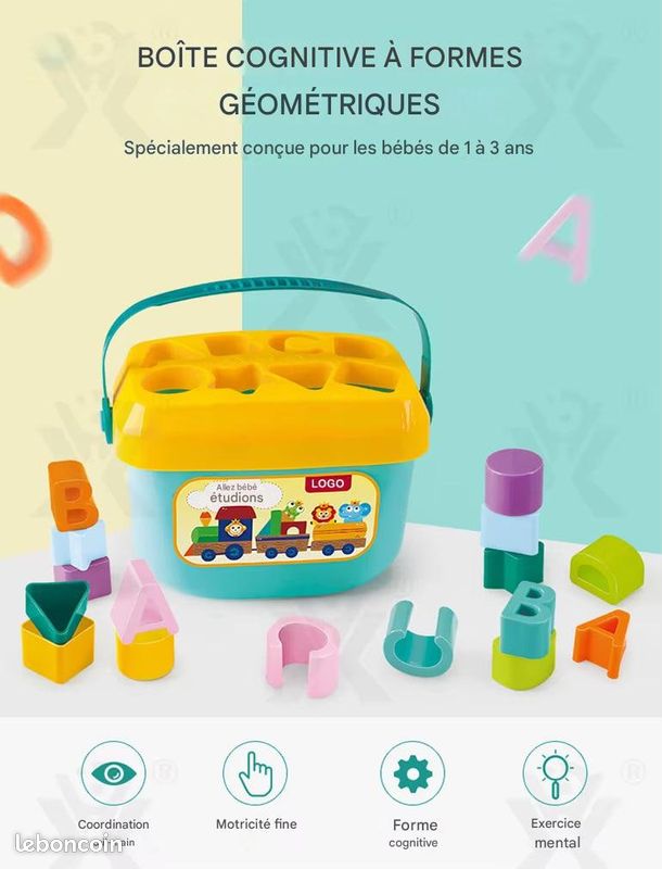 Boîte d'association cognitive de couleur graphique, jouet pour nourrissons et tout-petits, Bloc de construction (image 1)