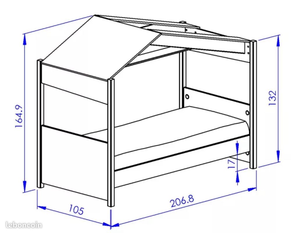 Lit Enfant Cabane + Sommier + Matelas Le tout Neuf (image 3)