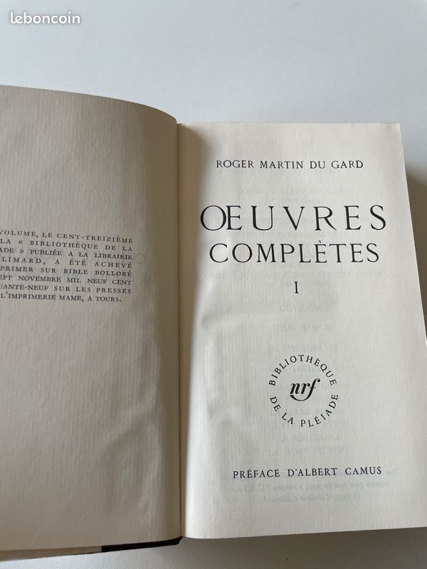 Livre Pleiade Roger Martin du Gard, Oeuvres tome I (image 6)