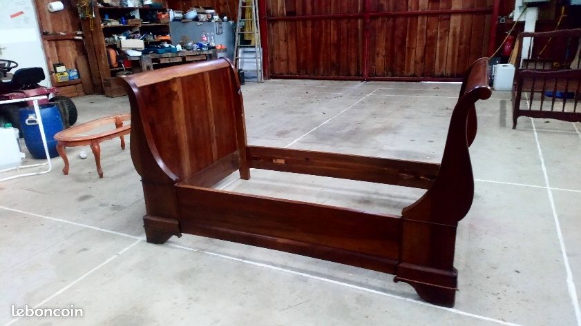 Lit double bateau et sommier (image 2)
