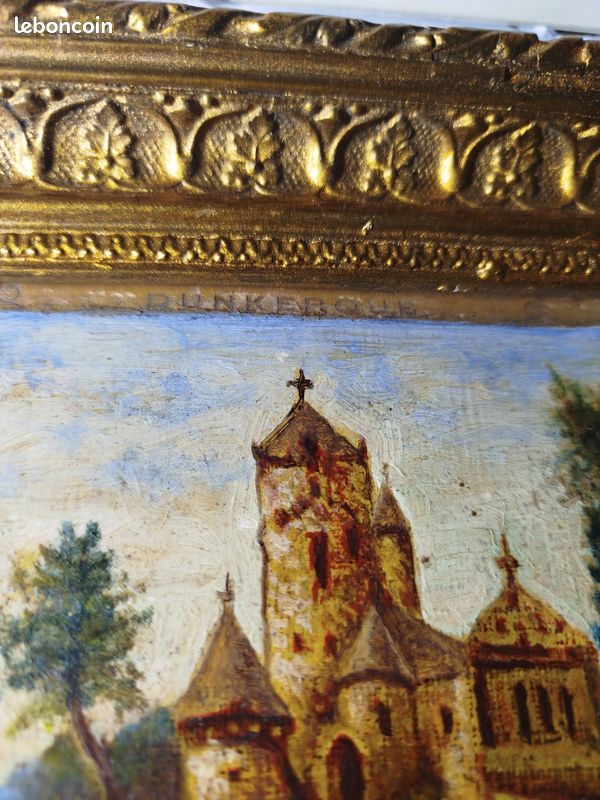 Tableau ancien, une huile sur panneau de bois datée de la fin du XIXe – début XXe siècle (image 5)