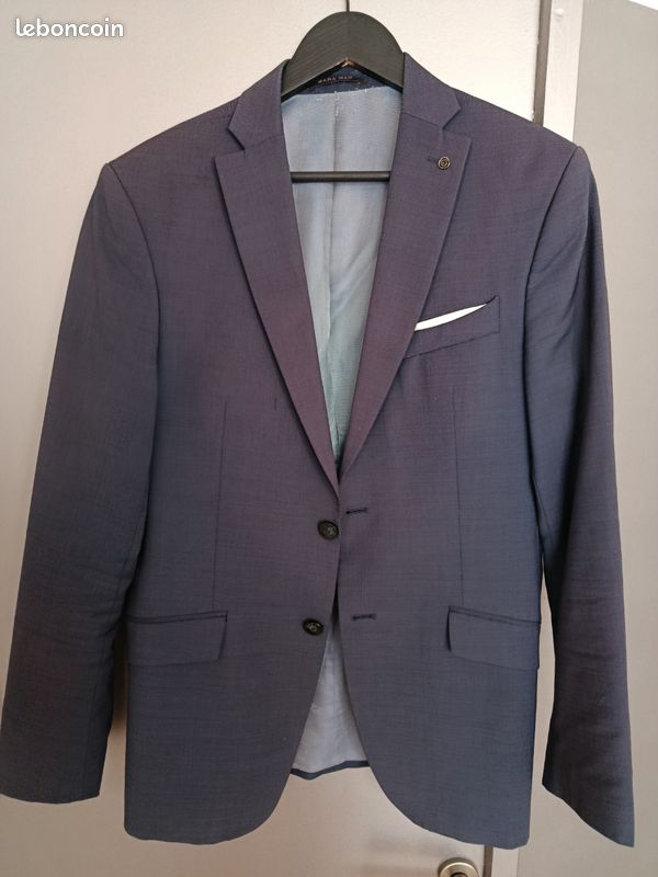 Veste de costume Zara bleue taille 50 100% polyester (image 1)