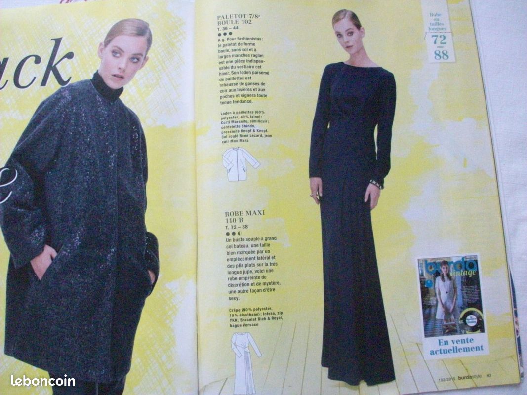 Magazine Burda style patrons tailles: 34/42 et 44/52 déc 2015 (image 10)