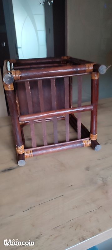 Table basse d'appoint bout de canapé rotin années 60 / 70 (image 3)