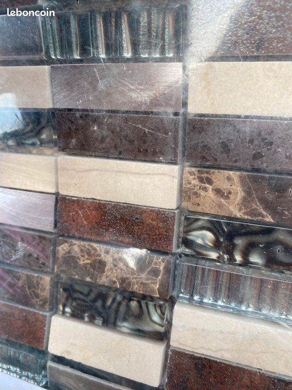 1 plaque mosaïque verre et travertin 30x30 (image 6)