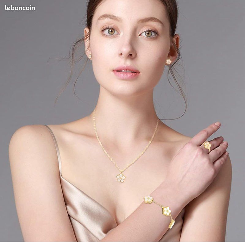 Ensemble de Bijoux Trèfle à Quatre Feuilles pour Femme Fille