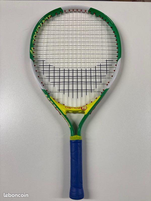 Raquette de tennis vintage Spaulding WCT blanche/verte/jaune avec