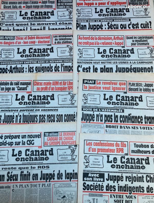 Alain Juppé & la justice : dossier composé de 42 articles parus entre 1995 & 2004 (Libération-Le Monde-Le Point-Le Parisien) + 15 N° du Canard Enchainé (1995/97) où Juppé fait la Une et 4 articles du (image 3)