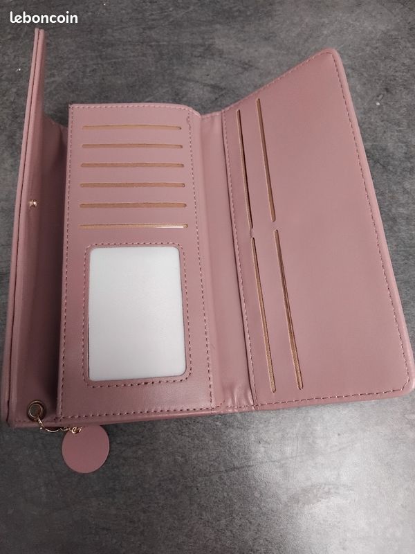 Grand portefeuille feuille rose (image 3)
