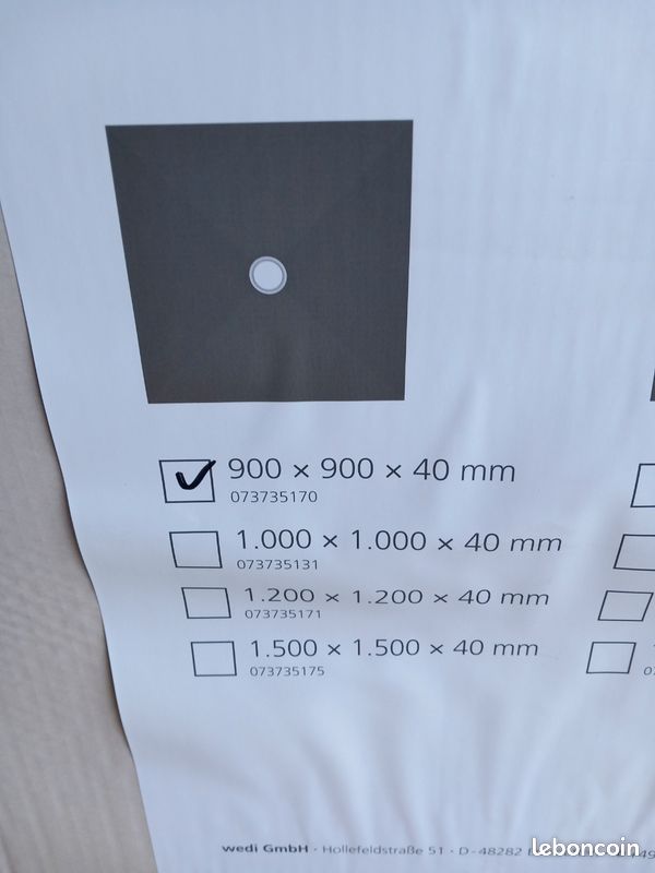 Receveur wedi fundo primo de douche à carreler L.90 x l.90 (image 3)