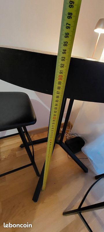 Table et 2 tabourets style industriel pour studio ou petit salon (image 4)
