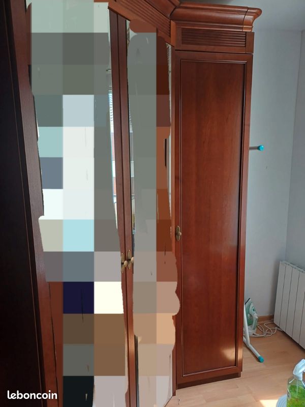 Armoire-Dressing d'angle merisier massif CELIO(3 parties dissociables) (image 4)
