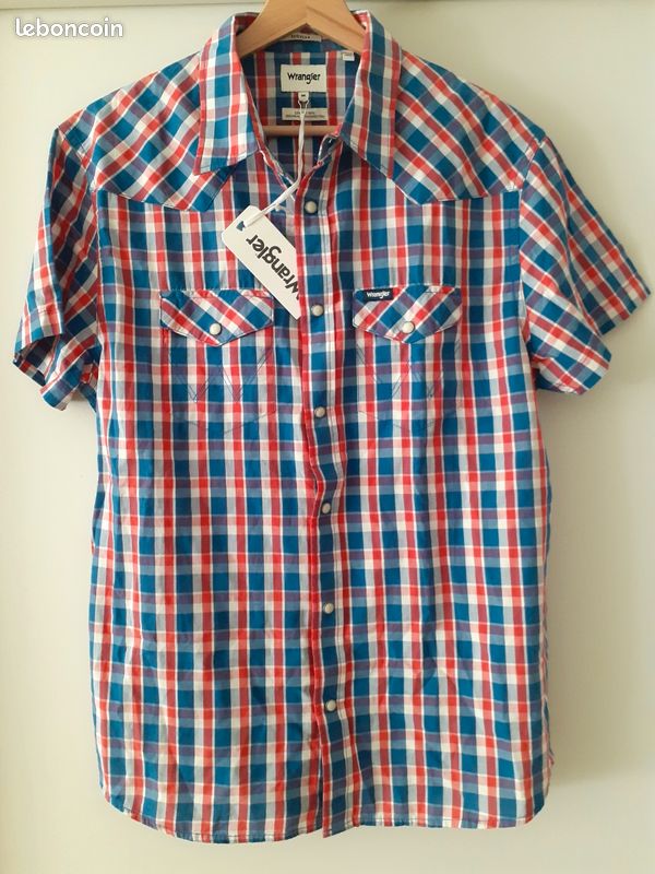 Chemise à carreaux Wrangler chemisette à manches courtes pour homme taille M (image 1)