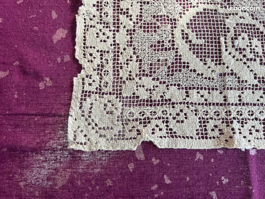 Succession broderie dentelle: set de table 34 x 25 cm - vintage ancien (image 3)