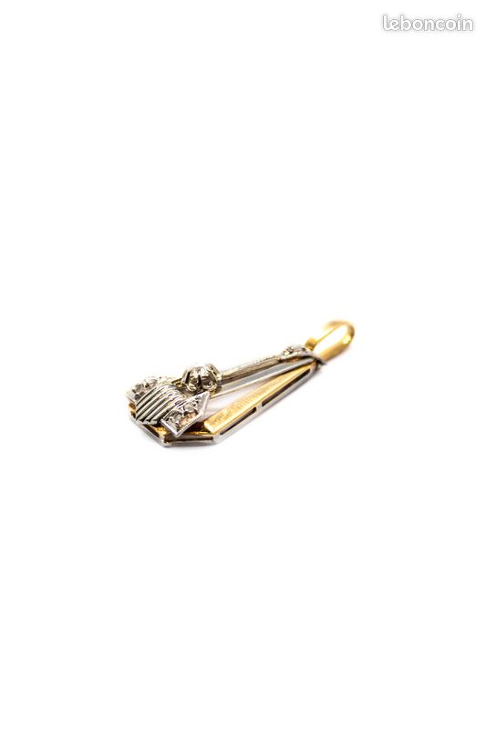 Pendentif Art déco or blanc or jaune diamants (image 1)