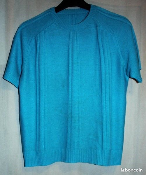 Pull Bleu Clair Acrylique TEX - Taille L - Col V - Occasion Très Bon état - Pour Homme
