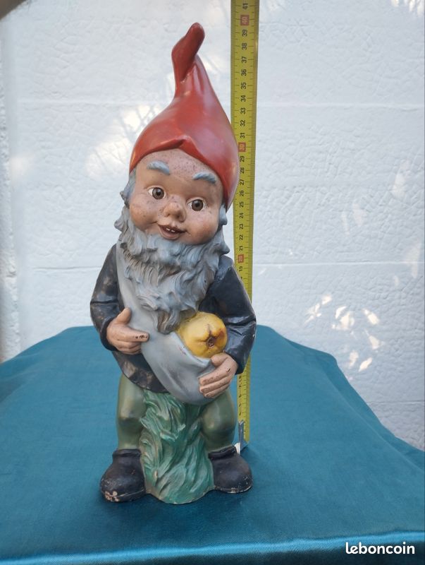 Nain De Jardin Vintage Heissner Avec Bêche - Hauteur 12 Cm - Céramique Années 50 - Allemagne