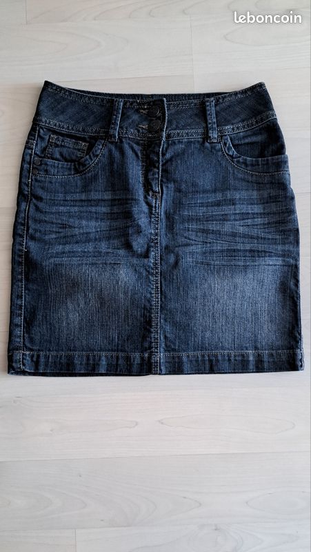 Jupe Courte En Jean Camaïeu - Taille 38 Bleu - Occasion Très Bon État