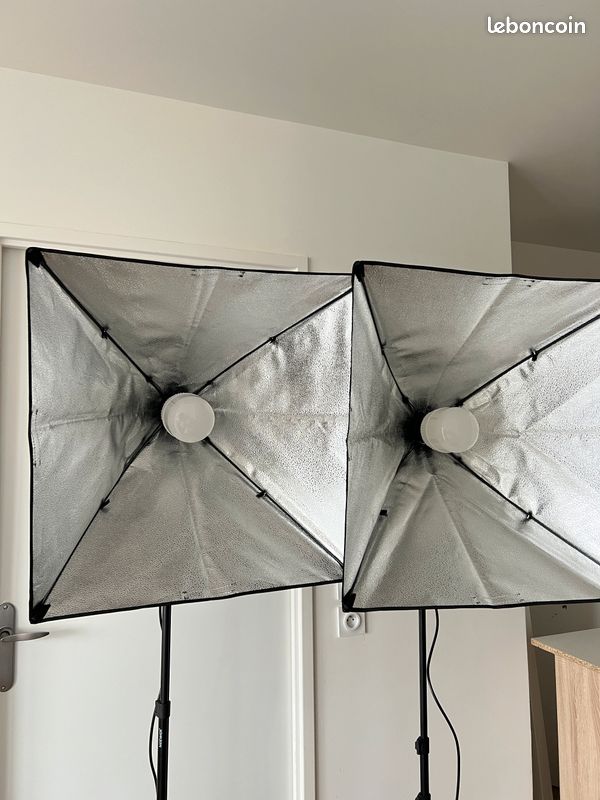 Kit éclairage Studio Neewer Softbox 60x60cm - 2 Ampoules LED 5700K équivalent 700W - Sac Transport Inclus Pour Photos Pro