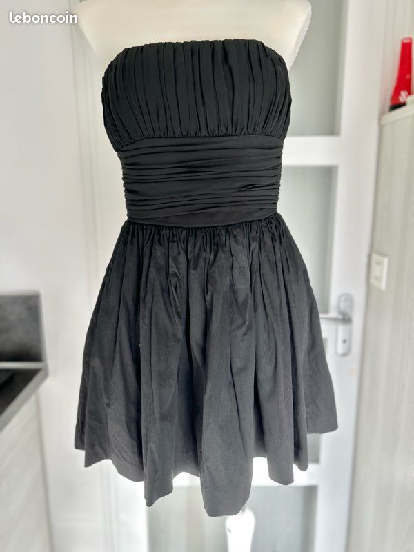 Robe bustier courte boule drapée en coton noir Taille S LaROK (image 1)