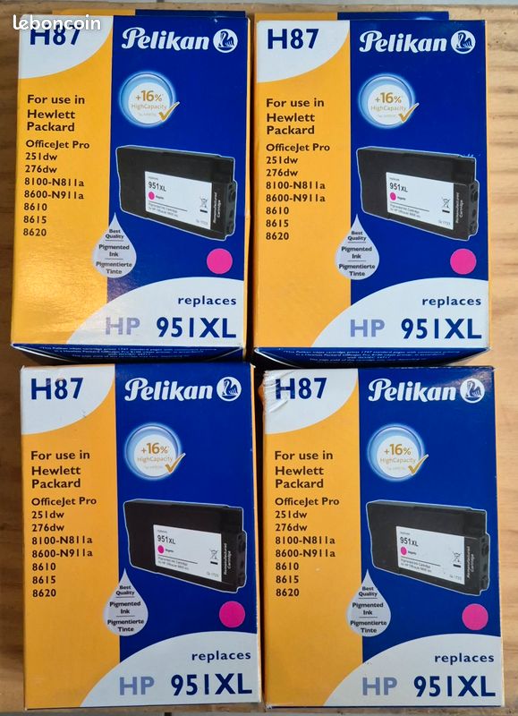 950XL 951XL Cartouche d'Encre pour HP 950 TG et 951 pour HP Officejet Pro 8610 8600 8615 8620 8625 8100 276dw 251dw Imprimante (1 Noir, 1 Cyan, 1 Magenta, 1 Jaune, Lot de 4