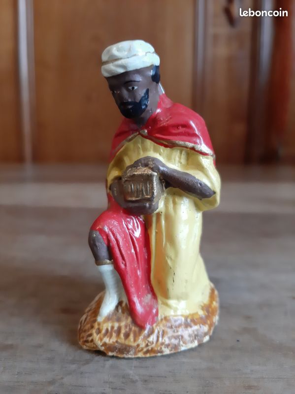 Ancien Santon Crèche Devineau Taille 3 : Roi Mage Maure - Occasion