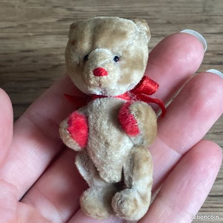 Petit Ours Steiff Miniature 10 Cm - Peluche Ancienne Pour Poupée, Sans Marque