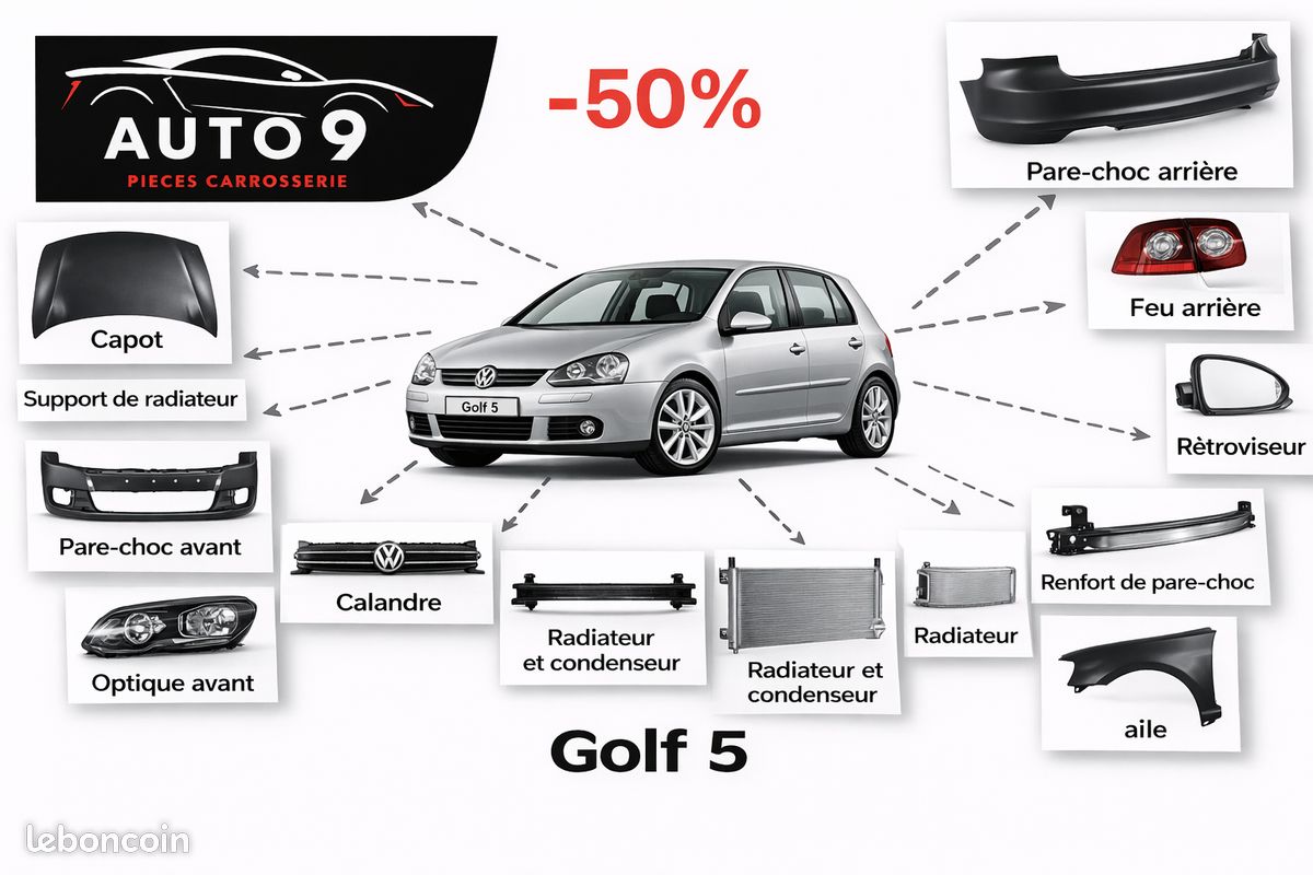 Pièces carrosserie Volkswagen Golf 5 V (2003-2009) – 100% neuves (image 1)