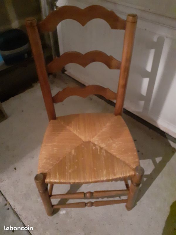 Chaise bois assise osier (image 1)