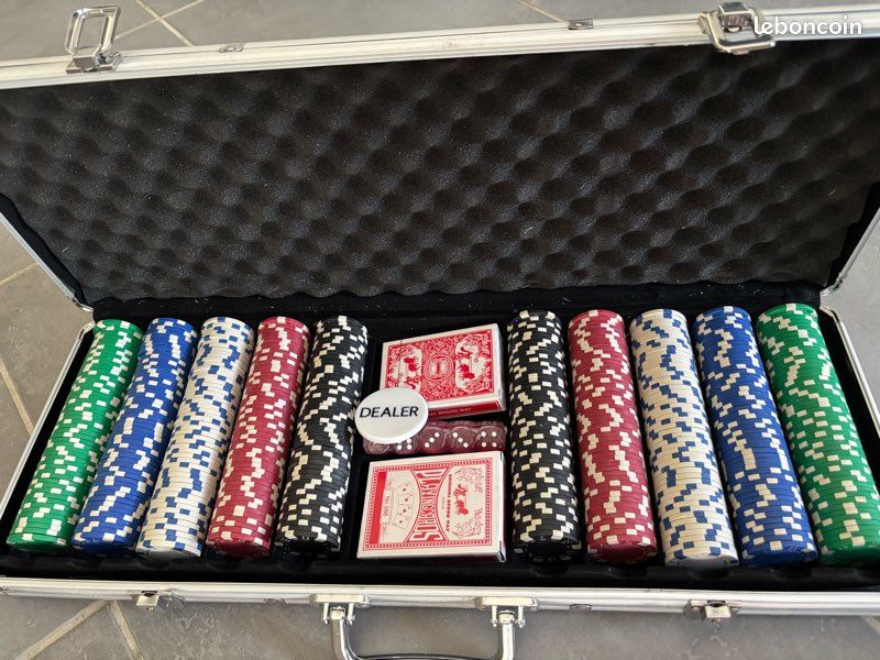 Coffret Poker 500 Jetons Aluminium – Malette Casino, Jetons 11,5g, Cartes, Dés, Boutons Dealer/Blind, Jeu De Société