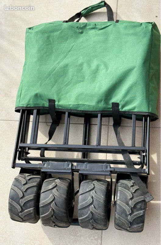 Chariot de transport tout-terrain pliable 4 roues larges (image 1)