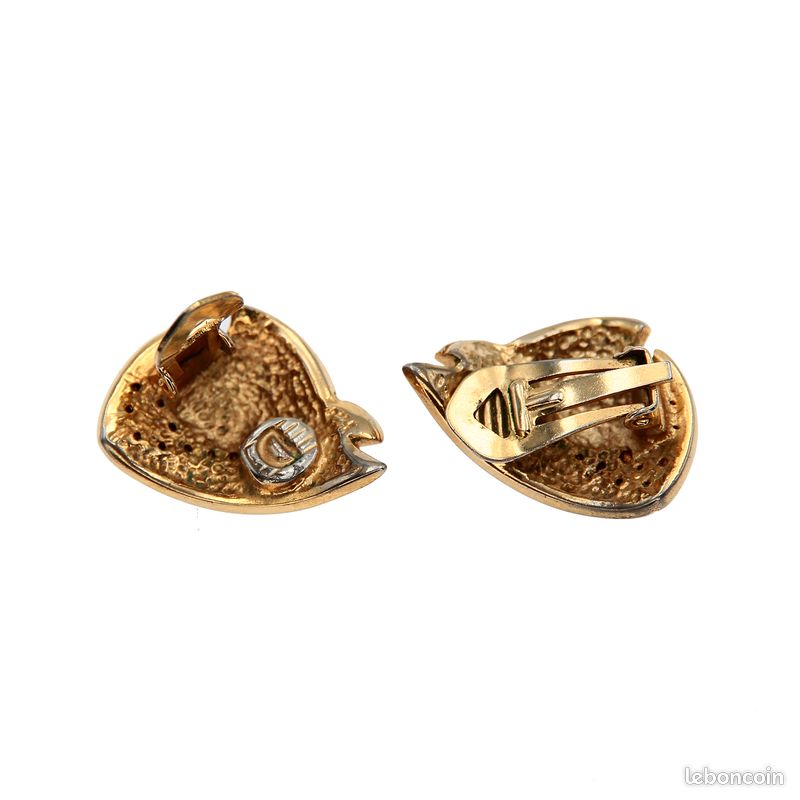 Boucles d'oreilles pendantes - Métal & strass, doré & cristal - Mode