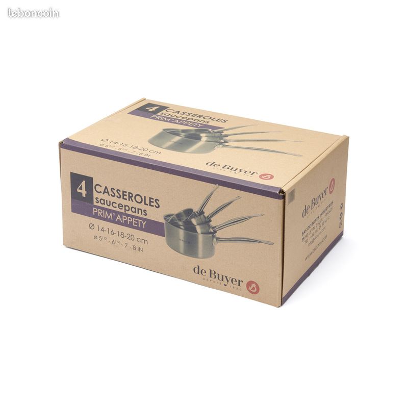 Batterie, série de 4 casseroles en inox PRIM'APPETY , De Buyer , primappety, prim appety (image 3)