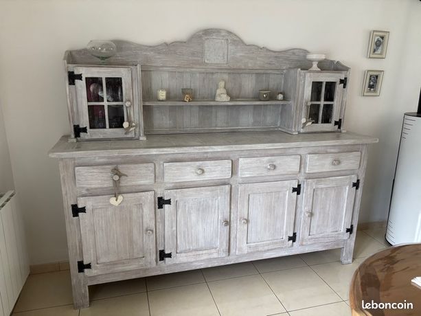 Baroque Vitrine Étagère en Verre Vaisselier / Buffet Antique Armoire