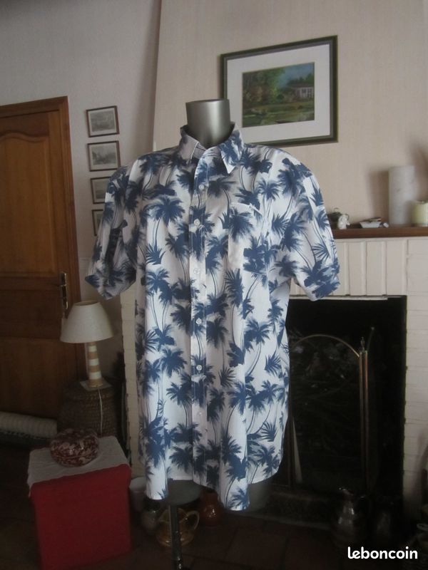 Chemisette homme imprimé palmiers bleus taille XL (image 6)