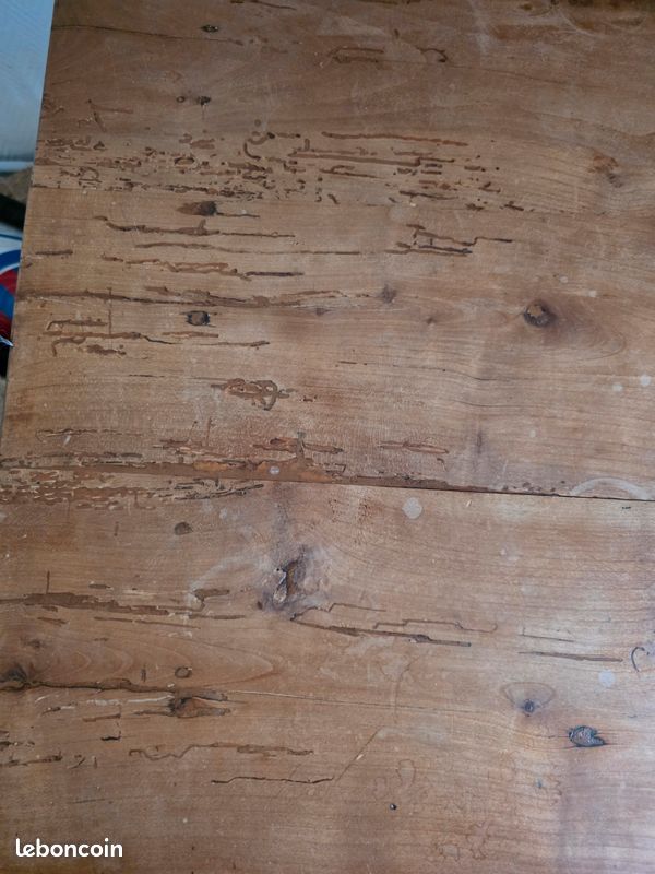 Ancienne table en bois massif / bureau rustique – charme ancien (image 3)