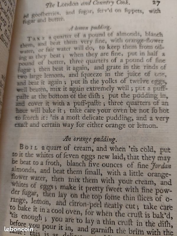 London and Country Cook 1749 (ancien livre de cuisine) (image 5)