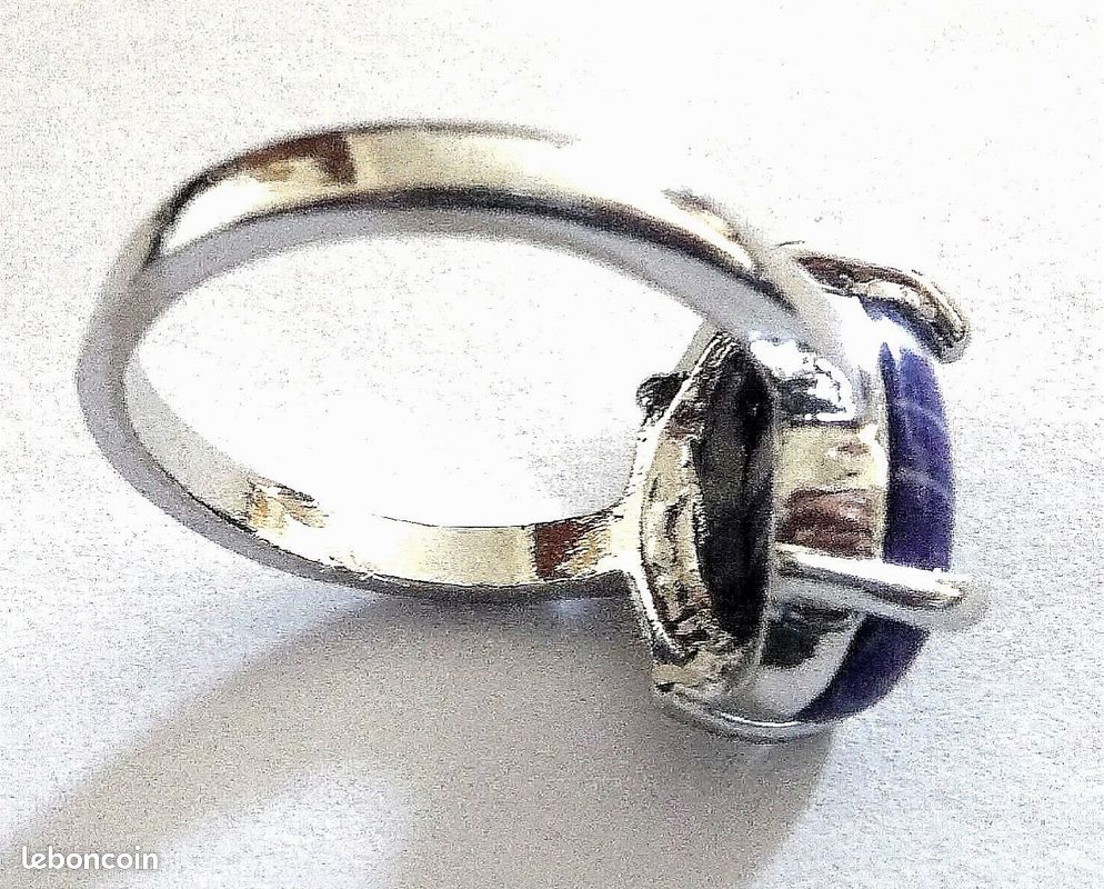 Trés belle bague en pierre gemme bleue ovale (image 8)