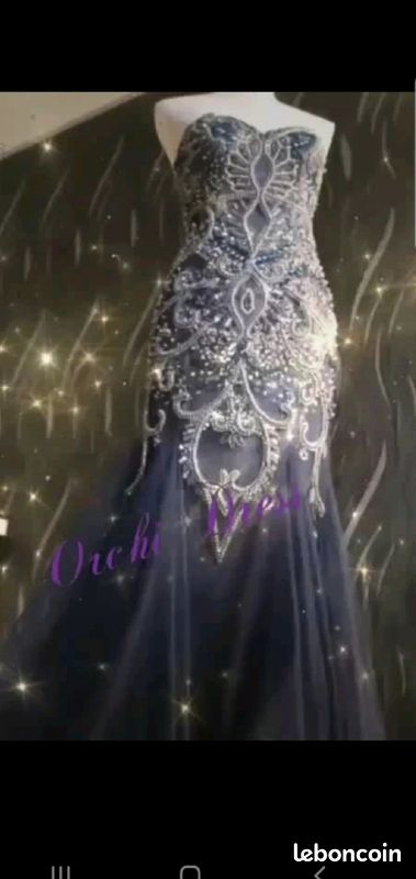 Robe de soiree strass bleu nuit (image 1)