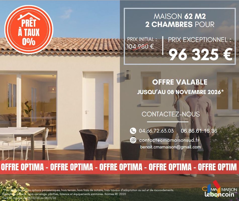 Maison 3 pièces 62 m² · à Marseillan · 62 m² · 228 855 €