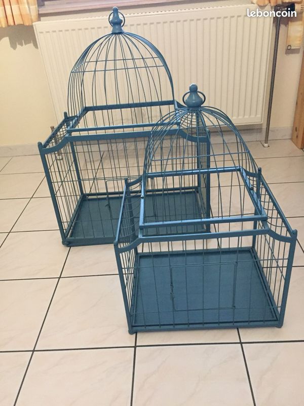 Cage à oiseaux de décoration coloris bleu grande taille (image 18)
