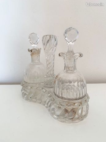 Serviteur huiler vinaigrier cristal Baccarat métal argenté XIXème
