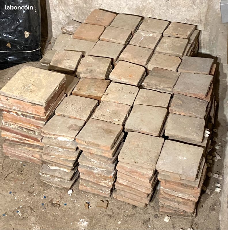 Tomettes anciennes, carreaux terre cuite rouge (image 1)