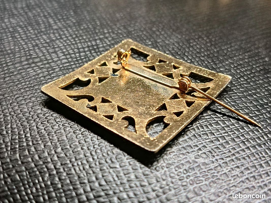 Broche Vintage Papillon En Bronze Et émail - Dimensions 3,4 X 1,5 Cm - Bon état Général